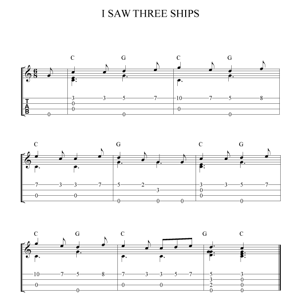 Ukulele-Christmas-Songbook-I-Saw-Three-Ships-Ukulele-Tab-Fingerstyle-fingerpicking-Chords