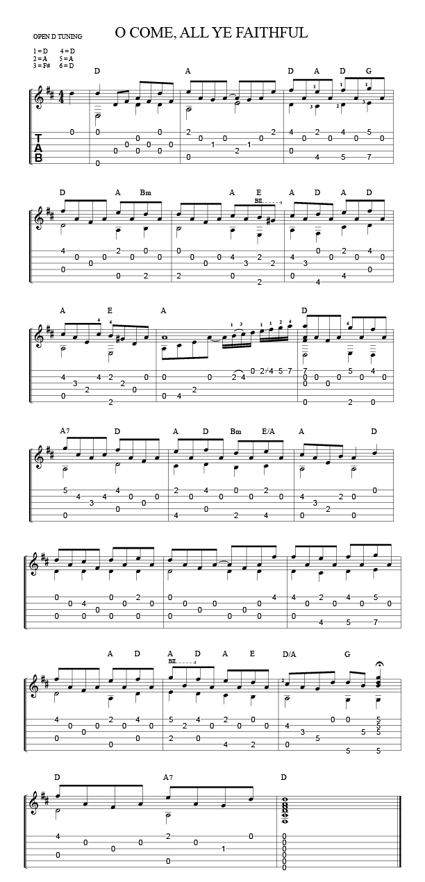 O Come All Ye faithful Open D Guitar Tuning Open D Christmas Songbook Brent Robitaille Blog Pic-01