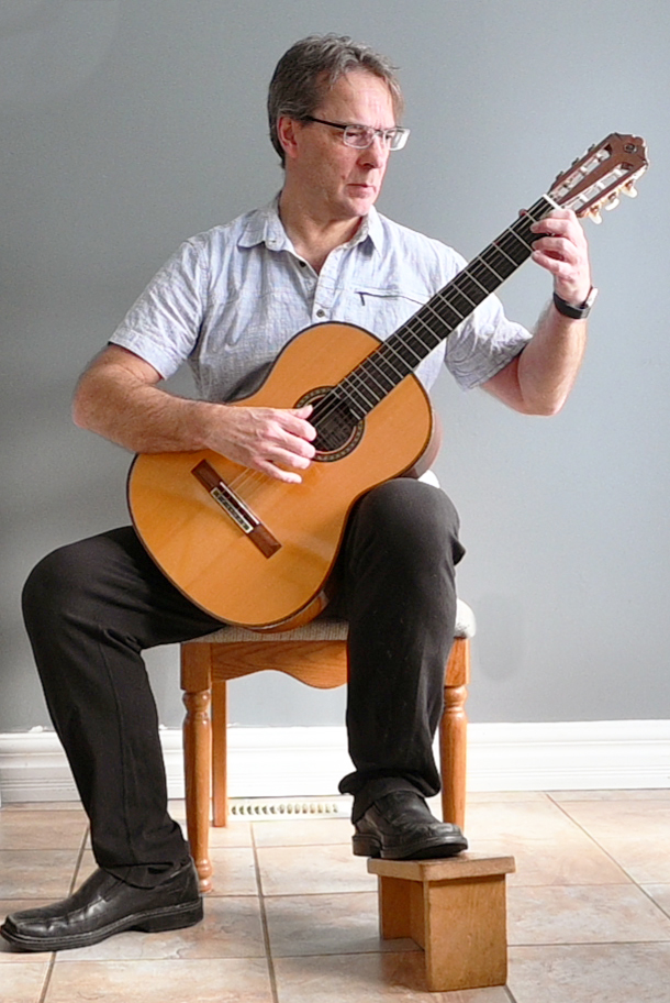 Holding the classical guitar