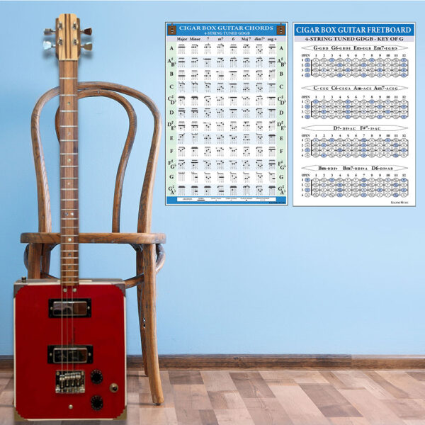 4-String-Cigar-Box-Guitar-Chord-and-Fretboard-Poster-Set