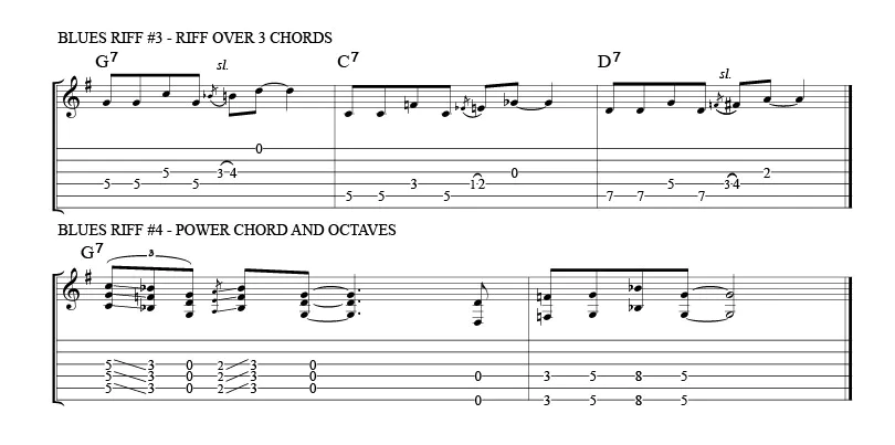 Blues Riffs in Open G - key of G-02 Blues Riffs in Open G - Riff 3-4