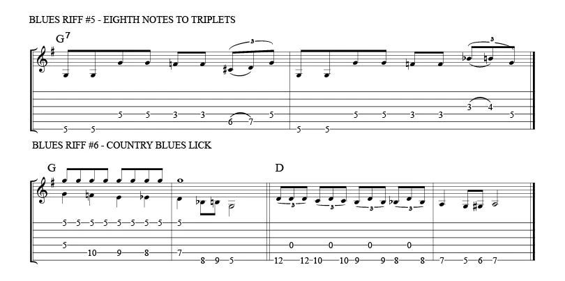 Blues Riffs in Open G - key of G-03 Blues Riffs in Open G - Riff 5-6